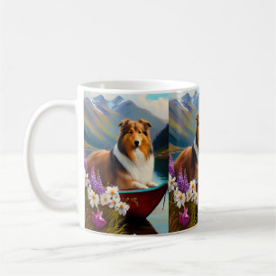 Mug Rough Collie sur une pagaie : une aventure Pittore
