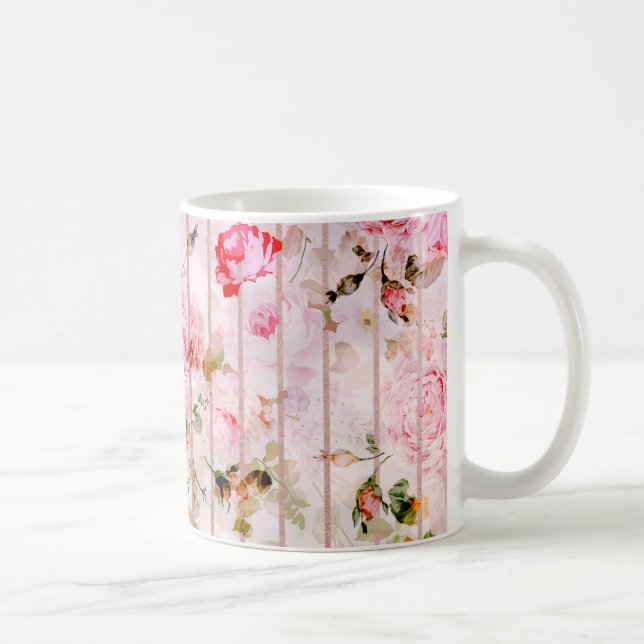 Mug Rougissent les rayures modernes florales (Droite)