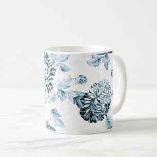Mug Rougissent Toile floral vintage bleu et blanc