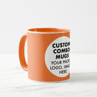 Mug Round Frame Photo Logo Orange Custom Combo