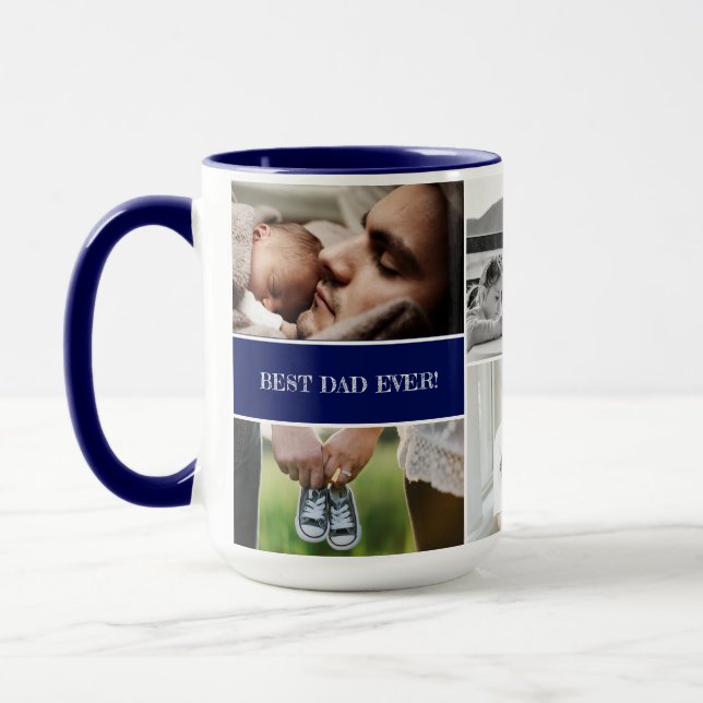 Mug Royal blue Meilleur papa Jamais Photo Collage Papa (Gauche)