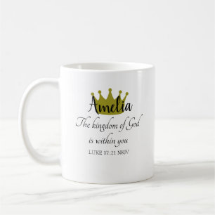 Mug Royaume de Dieu Nom de verset biblique et couronne