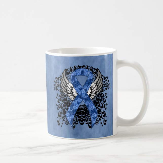 Mug Ruban bleu Paisley avec ailes (Droite)