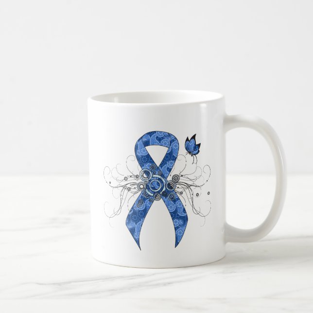 Mug Ruban bleu Paisley avec papillon (Droite)