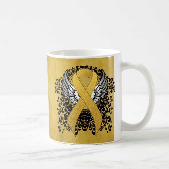 Mug Ruban de sensibilisation à l'or avec ailes (Droite)