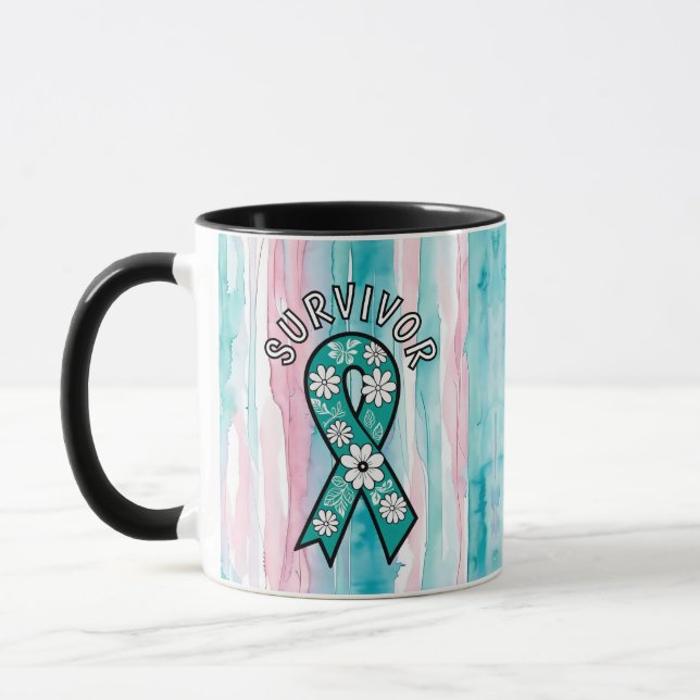 Mug Ruban de sensibilisation au bleu sarcelle Survivor (Gauche)