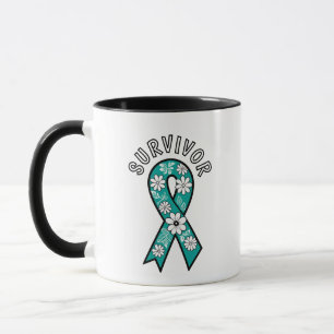 Mug Ruban de sensibilisation au bleu sarcelle Survivor