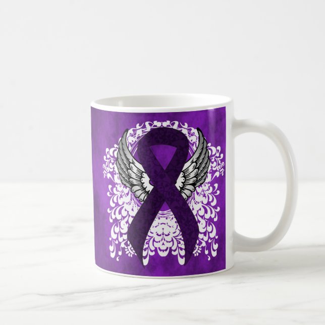 Mug Ruban de sensibilisation au violet avec ailes (Droite)