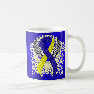 Mug Ruban de sensibilisation bleu et jaune avec ailes