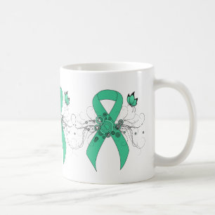 Mug Ruban de sensibilisation verte à la menthe avec pa
