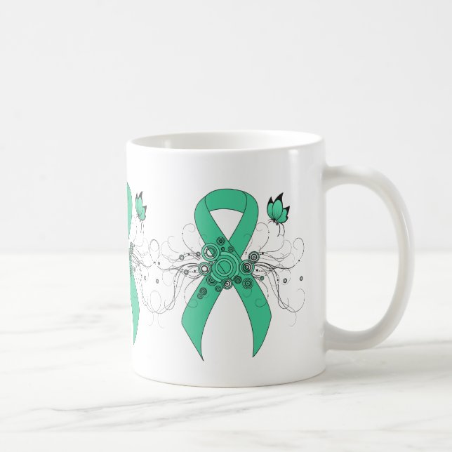 Mug Ruban de sensibilisation verte à la menthe avec pa (Droite)