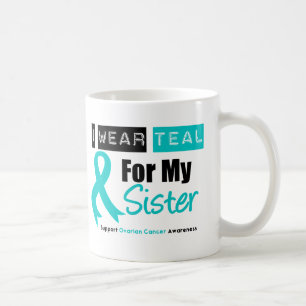 Mug Ruban turquoise de Cancer ovarien pour ma soeur