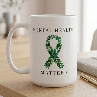 Mug Ruban vert personnalisé pour la santé mentale, ça 