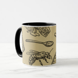 Mug Ruche de miel de abeille vintage bio naturel