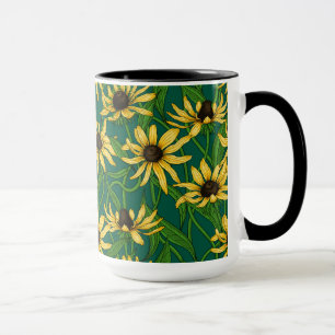 Mug Rudbekia jaune sur vert foncé