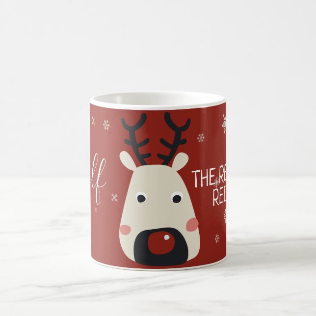 Mug Rudolf le renne rouge à nez rouge avec des flocons (Centre)