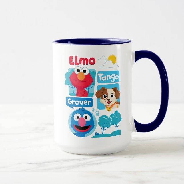 Mug Rue Sésame | Graphique du parc Elmo, Tango et Grov (Droite)