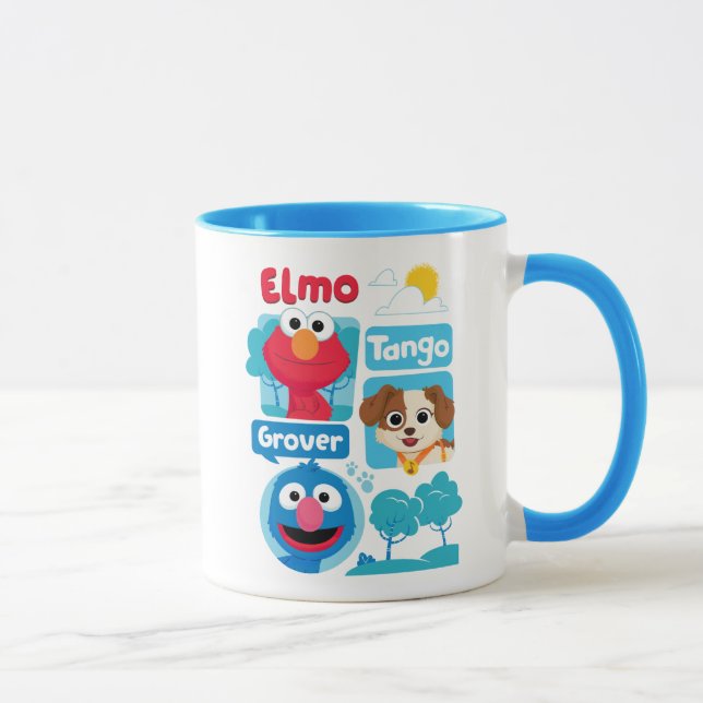 Mug Rue Sésame | Graphique du parc Elmo, Tango et Grov (Droite)