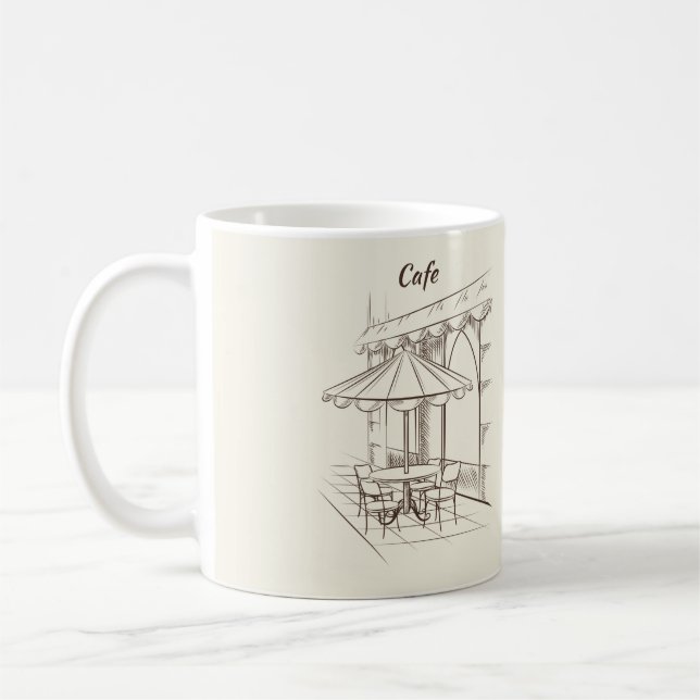Mug Rue tirée à la main avec Cafe' (Gauche)