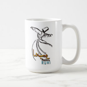 Mug Rumi blanc, noir, bleu - attaquez le derviche de