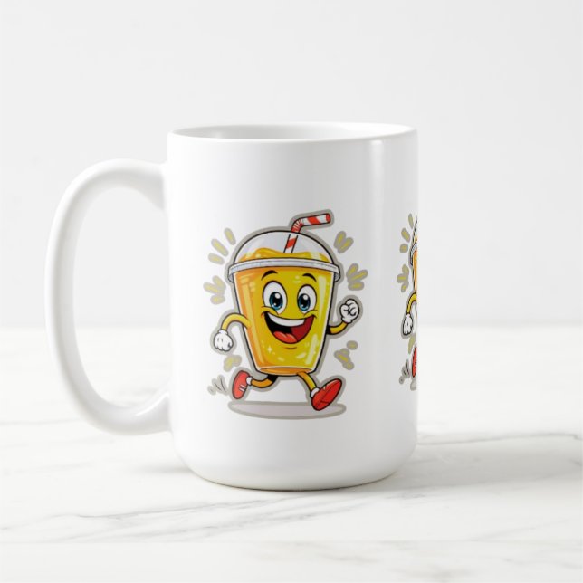 Mug **Running Juice Cup Cartoon – Fun Street Drink Cha (Gauche)