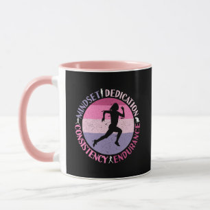 Mug Running Mindset - Citation d'endurance de la fille
