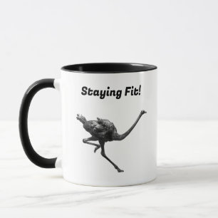 Mug Running Ostrich Ink Sketch, Athlete Cool Oiseaux