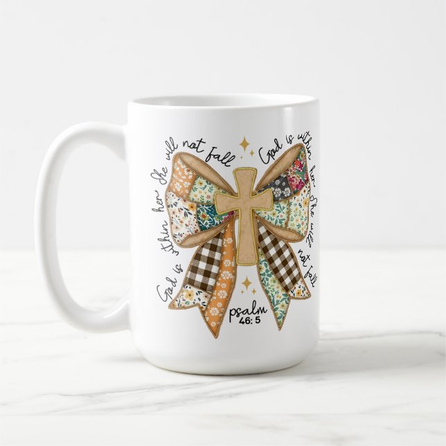 Mug Russe Christian Coquette Bow Dieu est dans elle (Gauche)