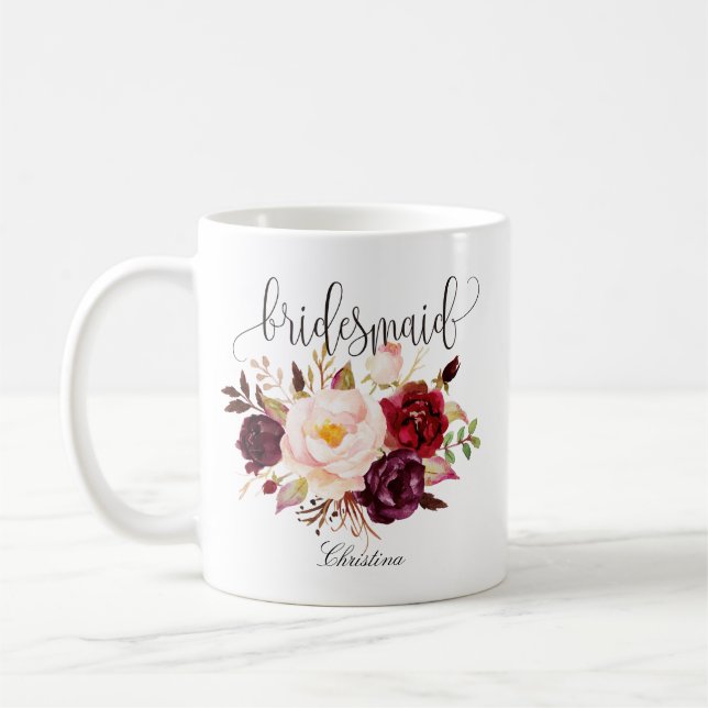 Mug Russe Floral Bridesmaid Mariage (Gauche)