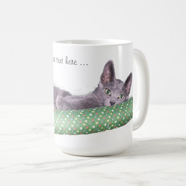 Mug - Russian Blue kitten (Front Right)