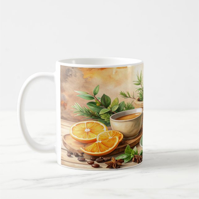 Mug Rustic Coffee Design - Vintage Coffee Pot Beans Ci (Gauche)
