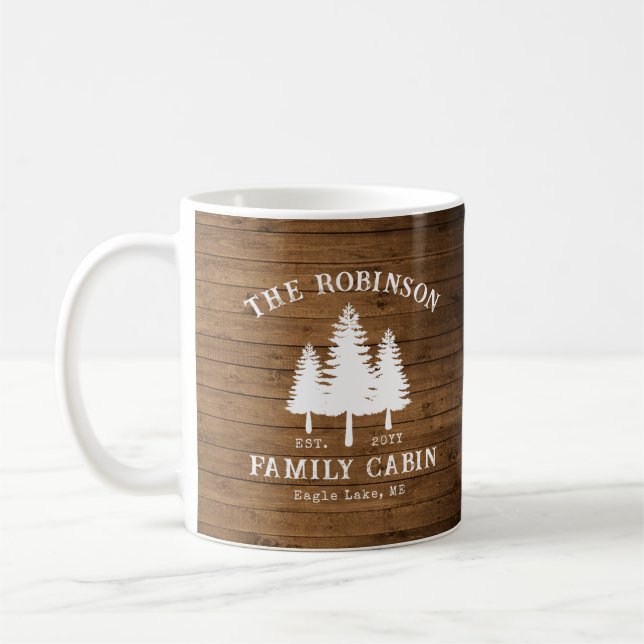 Mug Rustic Country Famille Cabines Arbres Bois Planche (Gauche)