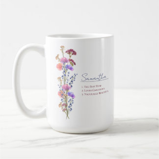 Mug Rustic Delicate Acrylic Wildflower Personalized
