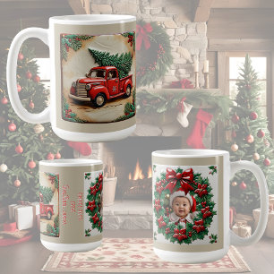 Mug Rustic Farmhouse Camion Rouge Noël personnalisable