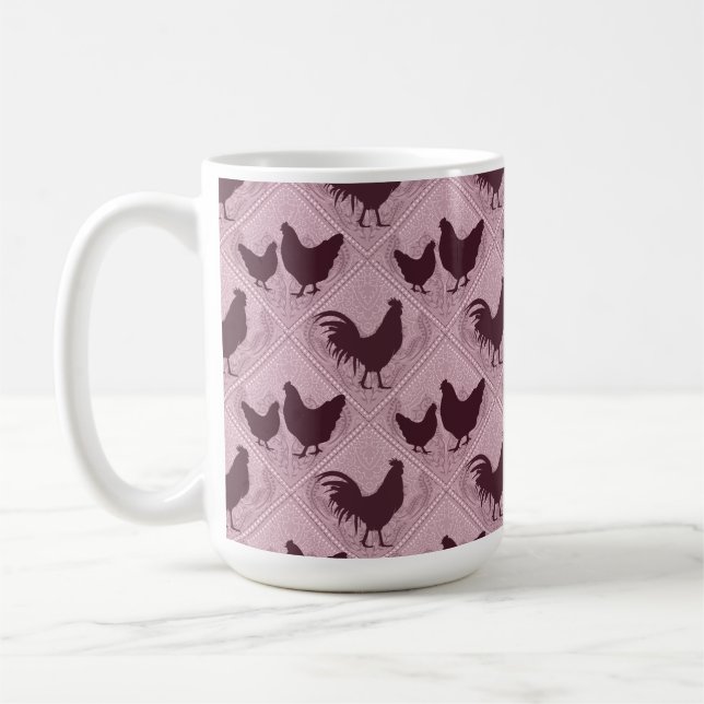 Mug Rustic Farmhouse Hen Pattern – In Pink (Gauche)