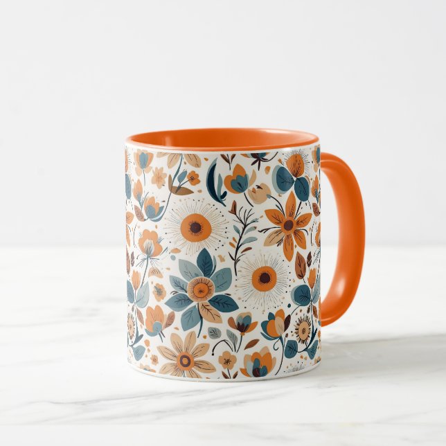 Mug Rustic Garden Floral Folk Art Illustration Spring  (Devant droit)