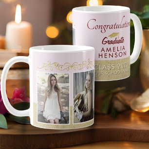 Mug Rustic Gold Pink 2023 Graduate 2 Diplôme photo