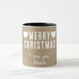 Mug Rustic Hearts Joyeux Noël Petit Ami Petite Amie