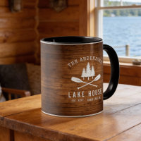 Rustic Lake House Bateau Arbres Bois Imprimer