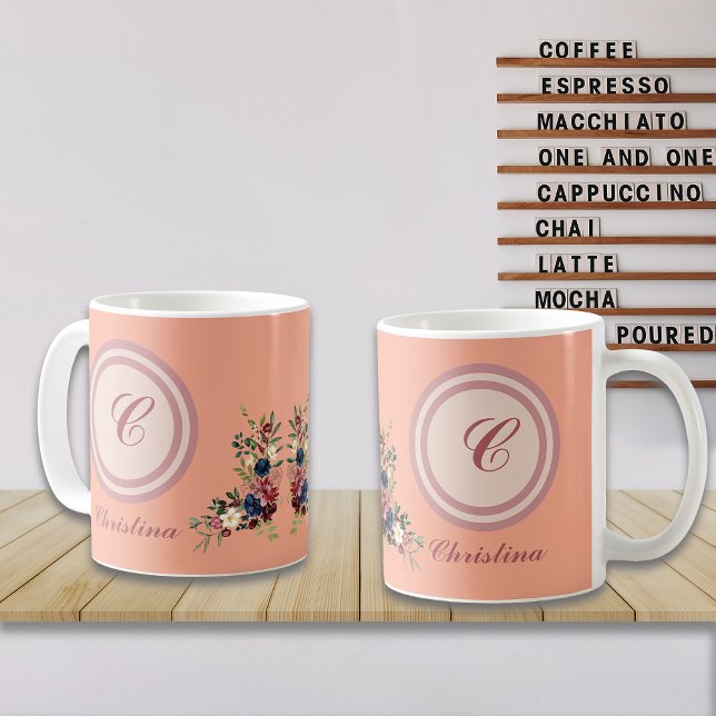 Mug Rustic Season Florals Custom Monogram (Créateur téléchargé)
