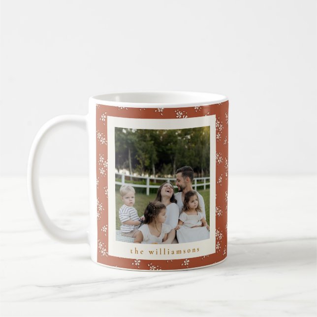 Mug Rustic Terracotta Botanical Custom Photos (Gauche)
