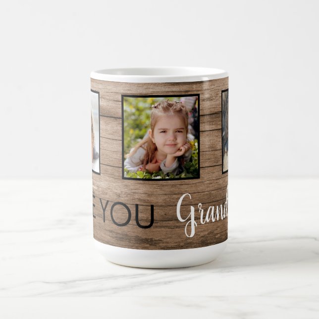 Mug Rustic Wood Love You Three Photo  (Centre)