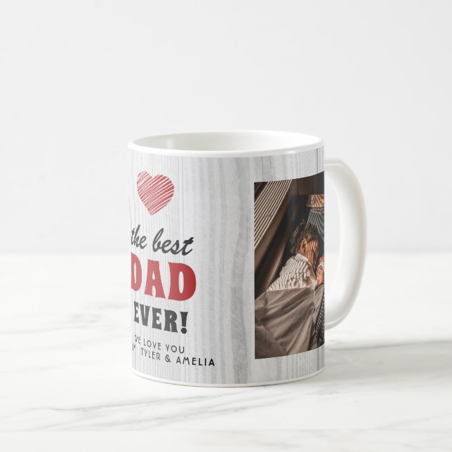 Mug Rustic Wood Meilleur papa Jamais Red Heart 2 Photo (Devant droit)