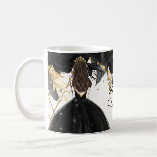 Mug Rustique Black Gold Floral Princesse Quinceanera