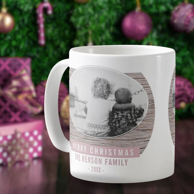 Mug Rustique Bois rose Joyeux Noël Photo de famille (Créateur téléchargé)
