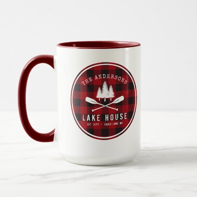 Mug Rustique Country Lake House Tree Red Buffalo Plaid (Gauche)