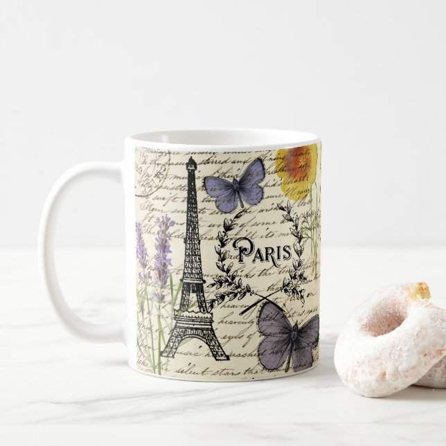 Mug rustique français scripts de pays paris eiffel tow (Avec donut)