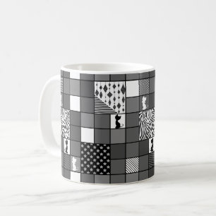 Mug Rustique, Populaire, Noir et blanc, Patchwork, Sim