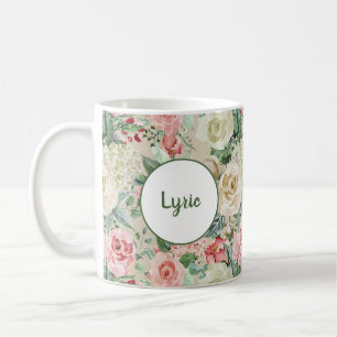 Mug Rustique rose crème Rose Floral moderne