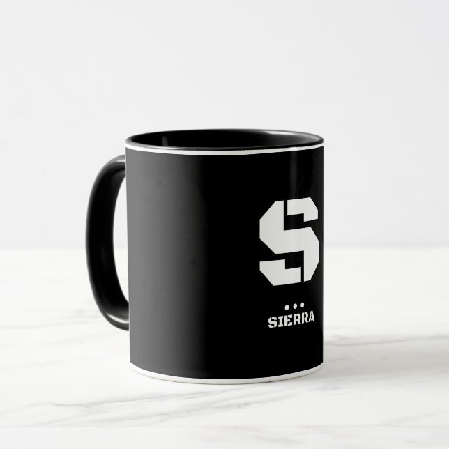 Mug S(Sierra) OTAN Alphabet phonétique et code morse (Devant gauche)